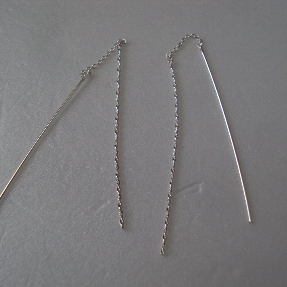 Twist sterling silver earrings 5" long POS150